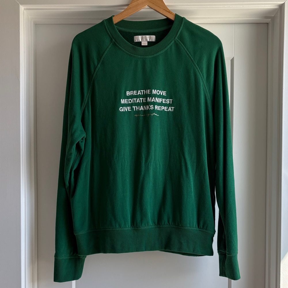 Spiritual Gangster Emerald Green Crew Neck Embroidered Sweatshirt